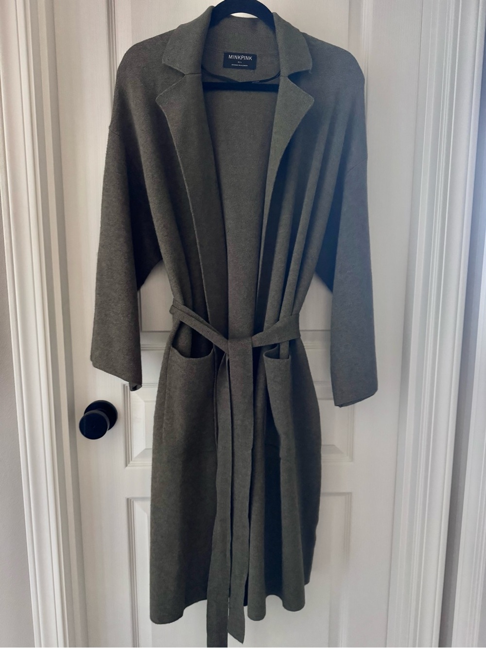 MINKPINK Olive Green Knit Cardigan with Belt SIZE M/L